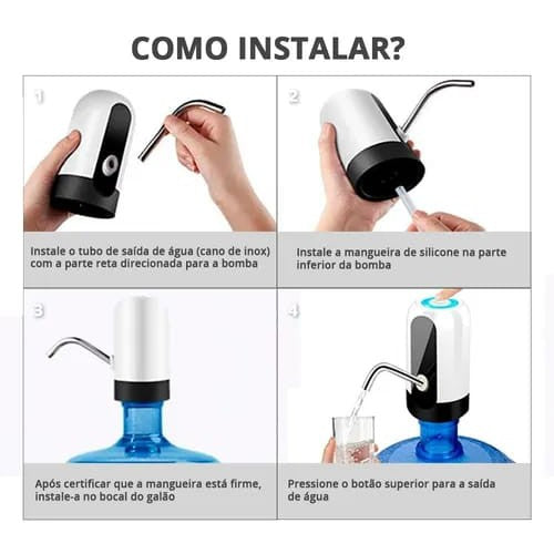 Bomba Elétrica Automática para Galão de Água💦 - Carregamento USB